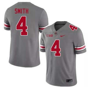 Mens Football #4 OSU Buckeyes Jeremiah Smith Stitched Jersey - Grey