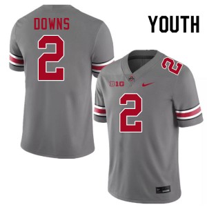 Youth Football #2 OSU Buckeyes Caleb Downs High School Jersey - Grey