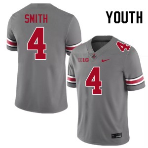 Youth Football #4 Ohio State Buckeyes Jeremiah Smith Official Jersey - Grey